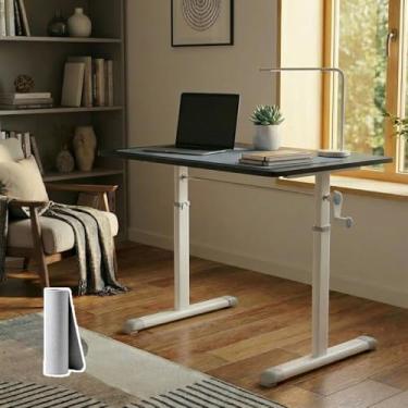 Imagem de Mesa Elevatória Manual com Altura Ajustável de 63 a 90cm - Escrivaninha de Tampo para Estudo com mouse pad, Trabalho, Escritório e Lazer,90 * 60cm preto
