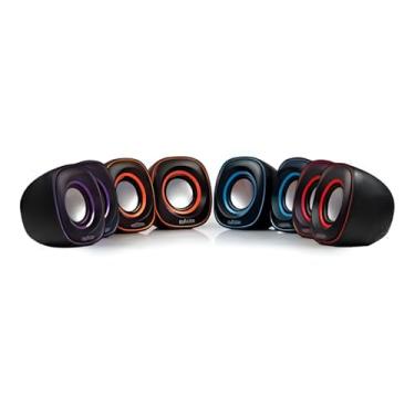 Imagem de Caixa de Som Multimídia USB, 5W, Estéreo, Conector P2 3.5mm, 8x8cm, ABS, 2 Polegadas, para Computador (Roxa)