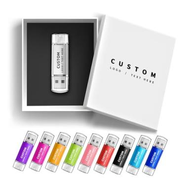 Imagem de Pen drive USB tipo C OTG personalizado, pen drive multifuncional 2 em 1 USB, opções de marca personalizada, ideal para empresas, instituições sem fins lucrativos e educacionais (512 MB, 100 peças)