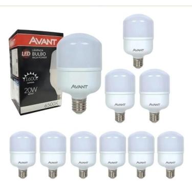 Imagem de Kit 10 Lâmpada 20w Led Bulbo Bivolt E27 6500k Branco Avant