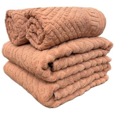 Imagem de Jogo de Toalhas Banhão Gigante 100% Algodão Extra Soft 4 Peças Alta Absorção para Banho (SALMAO 1385)