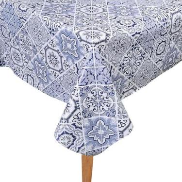 Imagem de Toalha Mesa Plástica Térmica Azulejo Azul 2 lugares 1,00 - Idealiza