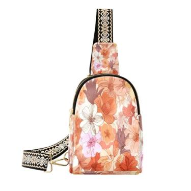 Imagem de CEBUGI Florals pequena bolsa tiracolo feminina de couro, pochete transversal para trilhas, viagens ao ar livre