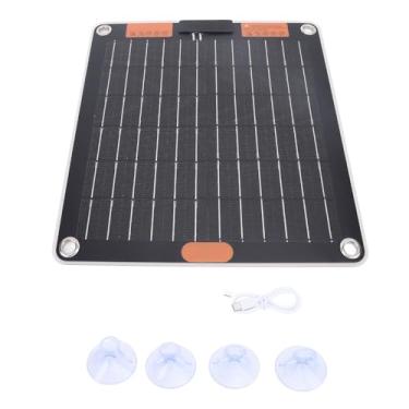 Imagem de Painel solar de 10W Portas duplas TYPE C Saída 5V2A Carregador de painel solar USB monocristalino com ventosas Ultrafino portátil para acampamento ao ar livre e caminhadas