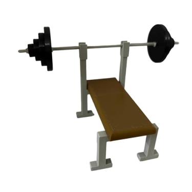Imagem de simhoa Suporte para barra de musculação em escala 1:12, modelo de banco plano, acessórios para brincadeiras de faz-de-conta, decoração de casa de bonecas,