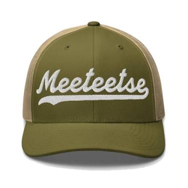 Imagem de Meeteetse Chapéu Meeteetse Boné de caminhoneiro boné bordado com escrita escrita vintage malha esportiva swoosh presente lembrança headwear WY, musgo/cáqui, tamanho �nico
