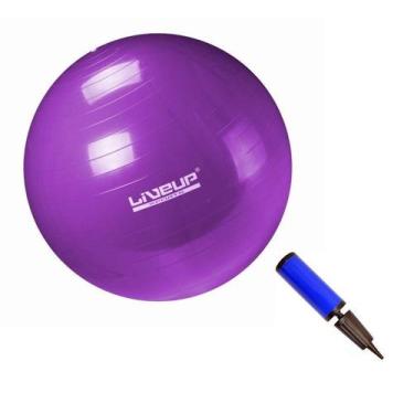 Imagem de Bola Suíça para Pilates com Bomba de Inflar Live Up - 55cm, Roxo