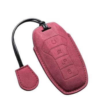 Imagem de Capa para chave de carro com suporte, compatível com BYD Second Song Tang Pro Qin Generation Han Ev Dm PLUS MAX Yuan Atto 3 Dolphin acessório(A-red keyring)