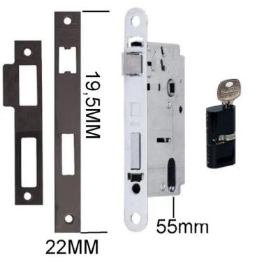 Imagem de Maquina de fechadura externa Preta Com cilindro St2 55 mm Lafonte 330-