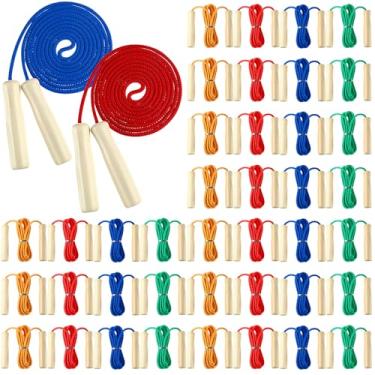 Imagem de Sonwyoung Corda de pular de 2,5 m para crianças e adultos, corda de pular de algodão ajustável com cabo de madeira para multijogador, corda de pular holandesa dupla, exercício, diversão ao ar livre