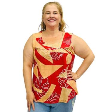 Imagem de Blusa Feminina Plus Size Senhora Bata Regata Estampada - Coalizão Fash