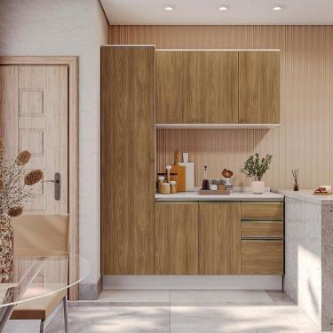 Imagem de Armário De Cozinha Compacta 100% Mdf 170cm Branco/nogueira Celeste Kappesberg