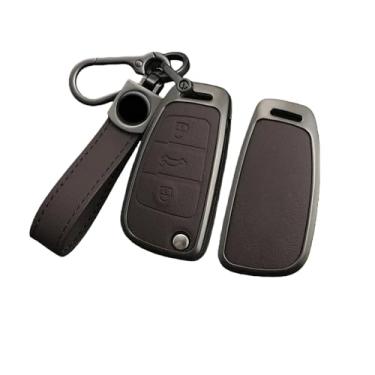 Imagem de Compatível com Audi TT TTRS 8j 8n 8s mk1 mk2 mk3 S line liga de zinco porta-chaves do carro suporte shell protetor de controle remoto acessórios para chaveiro(A-Brown keyring)