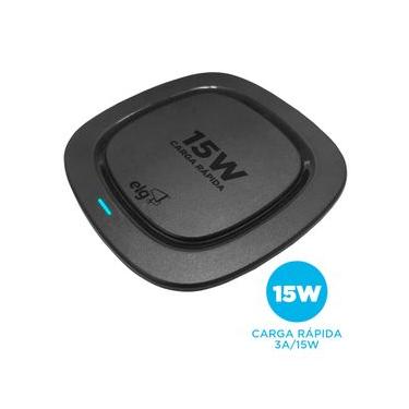 Imagem de Carregador de Mesa Sem Fio Wireless por Indução, 15W, Carga Rápida, Compatível Qi, Antiderrapante, Preto, WQ15BK, ELG