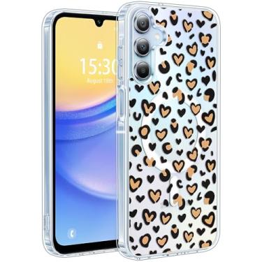 Imagem de Jkvare Capa para Samsung Galaxy A15 compatível com MagSafe, capa protetora magnética sem fio com padrão estético cristalino para mulheres e meninas - corações de leopardo