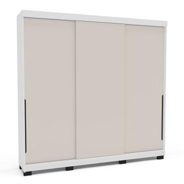 Imagem de Guarda-roupa 3 Portas Correr Madrid Cinza/Branco