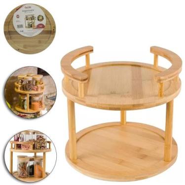 Imagem de Porta Tempero Prateleira Dupla Giratória De Bambu - FWB