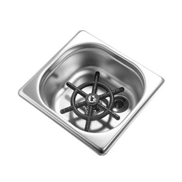 Imagem de Generic Enxaguador de vidro embutido para pia de cozinha, garrafa de aço inoxidável, copo de pulverização automático de vários furos para pia com orifício de drenagem, tubo de água, acessórios de pia