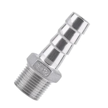Imagem de Generic Conector de Cauda de Mangueira Farpada de Aço Inoxidável para Encanamento de Tubulação de Ar/água, Encaixe de Rosca 304 SS 1/8 "~ 3/4" para Engenharia Química, Máquinas (3/8''*12mm)