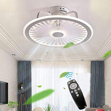 Imagem de Ventilador de teto com iluminação LED, controle remoto, velocidade ajustável em 3 níveis, 35W, luminária pendente silenciosa e invisível para quarto, quarto infantil e sala de estar, 50cm, b