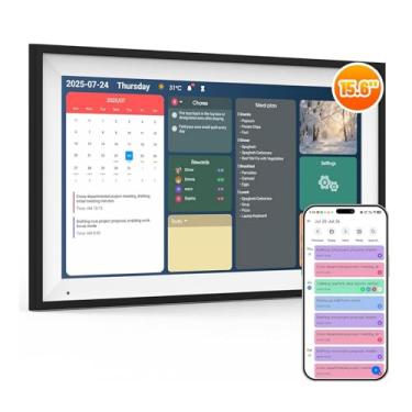 Imagem de Asixxsix Calendário Digital de 15,6 Polegadas, Gráfico de Tarefas Com Tela de Toque de Parede 64GB 1080P, Porta-retratos Eletrônicos Com Alto-falantes Duplos, Tela Interativa (Regulamentos europeus)