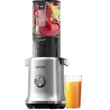 Imagem de Whole Fruits Cold Press Juicer Machines, 4.3-inch (110mm) Powerful Wide Mouth Slow Masticating Juicer with Large Feed Chute for Vegetables and Fruits, Easy to Clean, Gray