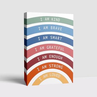 Imagem de Luxey Aura Pôster inspirador I Am Kind, Boho colorido arco-íris citação impressão pintura arte decoração de parede para casa berçário sala de jogos quarto de meninas quarto de crianças