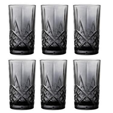 Imagem de Jogo C/ 6 Copos Long Drink de Vidro Dublin Cinza 360ml Drinks Bebidas 