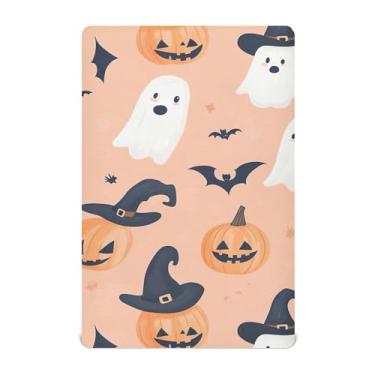 Imagem de xigua Lençóis de berço de fantasmas e chapéus de bruxa para meninas e meninos, lençol macio e respirável adequado para berço padrão e cama infantil 71 x 132 cm