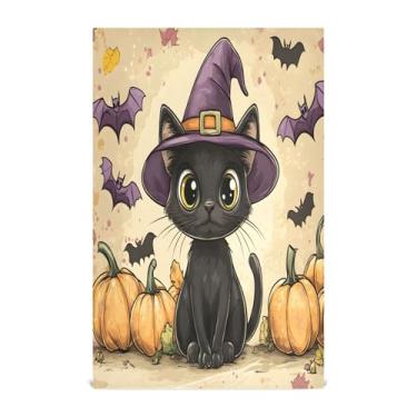 Imagem de xigua Conjunto de 1 panos de prato de cozinha de gato preto fofo, toalhas de cozinha de secagem rápida altamente absorventes para limpeza de pratos e limpeza à mão, 71 x 45 cm