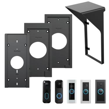 Imagem de OLAIKE Suporte de campainha de vídeo compatível com Ring Video Doorbell Pro/Pro 2/com fio/Blink Campainha de vídeo 1 geração/2 geração, à prova de intempéries, antirreflexo, parede de tijolos e capa