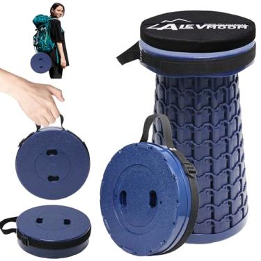 Imagem de ALEVMOOM Banco telescópico com almofada, banco telescópico de viagem, banco portátil e leve, simples, banquinho dobrável para acampamento, banco de piquenique resistente para atividades ao ar livre