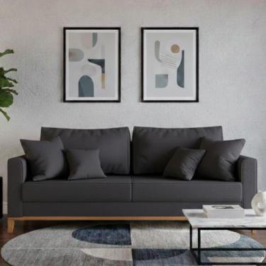 Imagem de Sofá Living Beny 1,80m. Estofado em linho. - Leonardi, Grafite