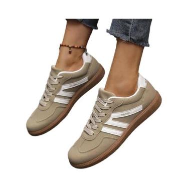 Imagem de Tênis Femininos De Outono Com Cores Misturadas, Moda, Solado Plano, An