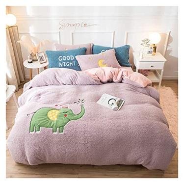 Imagem de Conjunto de capa de edredom de inverno, 4 peças, cama de casal, flanela, super macio, quente, aconchegante, grosso, conjunto de capa de colcha, lençol de cima (cor: A) (D)