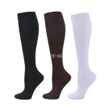 Imagem de Meias De Compressão Unissex, 3 Pares, Circulação Sanguínea, Corrida, A