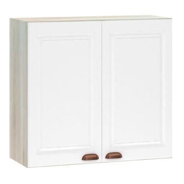 Imagem de Armário Aéreo 80 Cm 2 Portas Legno Crema Com Branco Pet
