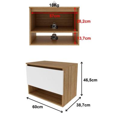Imagem de Gabinete De Banheiro 60 Cm 1 Porta E Nicho Valente Amêndoa/branco