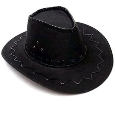 Imagem de Chapéu De Cowboy Unissex Estilo Camurça Com Abam Custura Externa Robustica Cor:preto