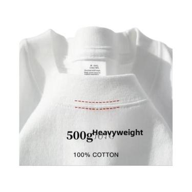 Imagem de Camiseta De Algodão Puro Pesado 500G Com Ombros Caídos E Manga Curta P
