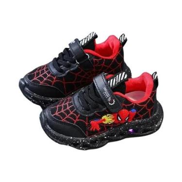 Imagem de Tênis De Malha LED Spiderman Para Meninos, Vermelho E Preto, Antiderra