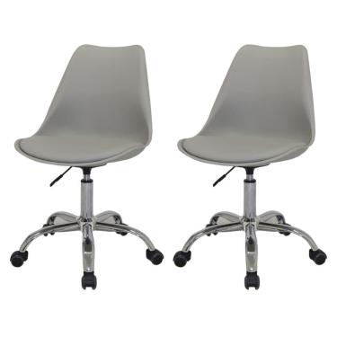 Imagem de Kit 2 Cadeiras Office Luísa Rivatti Pp Cinza Rodízio