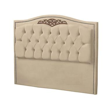 Imagem de Cabeceira Casal Queen Size Estofada Para Cama Box Maitê Veludo Cor Bege