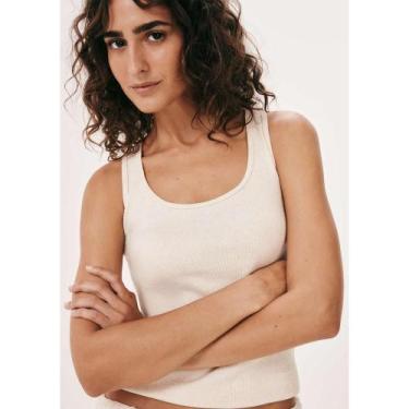 Imagem de Regata Feminina Nadador Em Ribana Canelada - Off white P - Hering Inti