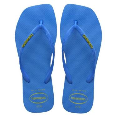 Imagem de Chinelo de Dedo Feminino Slim Square Logo Pop Up Havaianas, Azul brilh