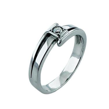 Imagem de Anel Solitário em Ouro Branco 18K com Diamante 0,10 ct - Justino Ribas