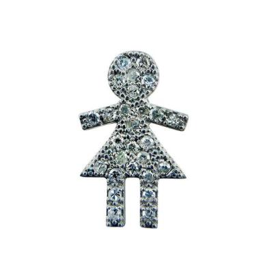 Imagem de Pingente em Ouro Branco 18k Menina com Diamantes - Joia Exclusiva - Ju