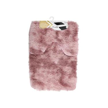 Imagem de Jogo Tapete Banheiro Felpudo Vaso Pia Decorativo 2 Peças Lavanderia Ap