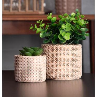 Imagem de Cachepot Wolff de Cerâmica com Suculenta Treliça 7,5cm