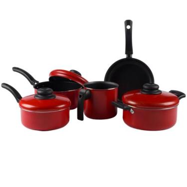 Imagem de Jogo de Panelas 05 peças Alumínio Nacional Tradicional Vermelho - Alum